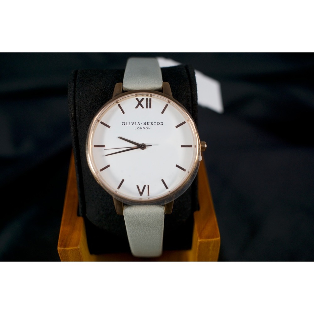 Olivia Burton OB15BDW02 Big Dial Watch Womens Rose Gold Grey Leather Unworn Box